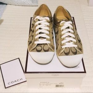 Coach Zorra Khaki/Gold Sneakers NIB